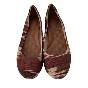 Reef Tropic Brown Red Southwestern Aztec Print Ballet Flats